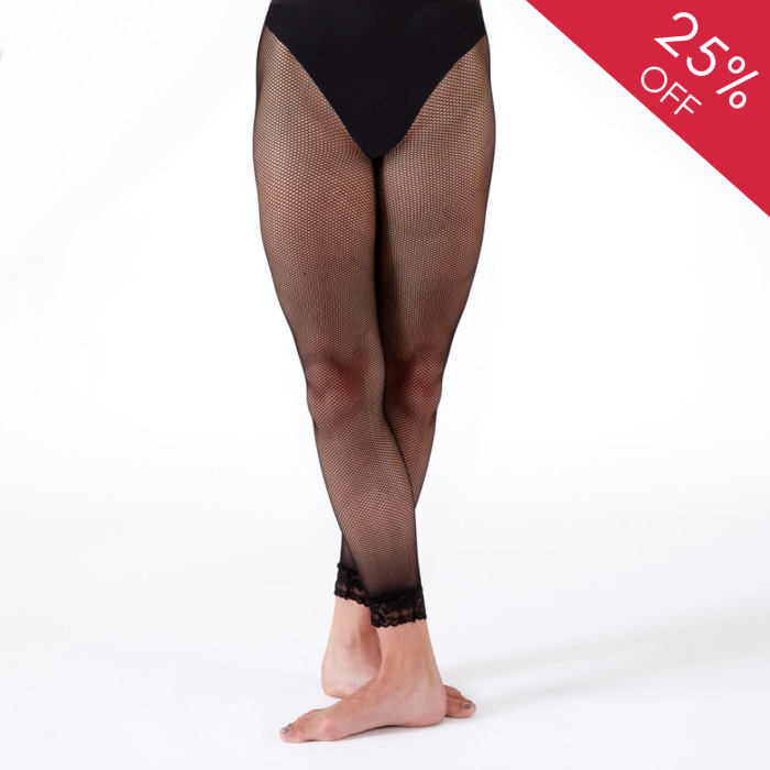 Silky Dance Footless Fishnets With Lace Trim  Dancewear at Wholesale  Prices - Legwear International